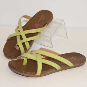 Seven7 GREEN LIME Melbourne Leather Sandals FLIP FLOPS Sz 6